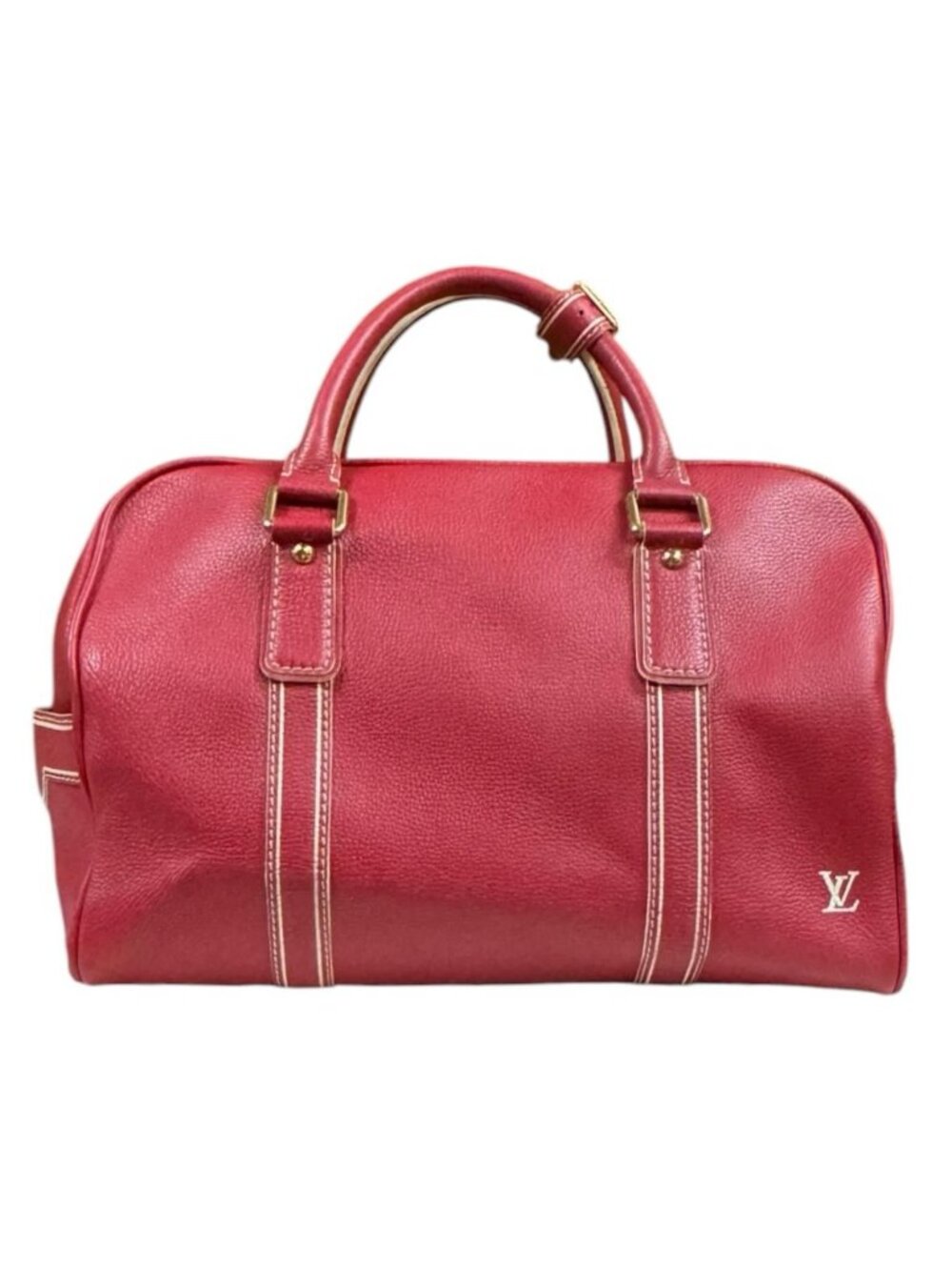 Louis Vuitton Carryall Boston Bag Leather Red
